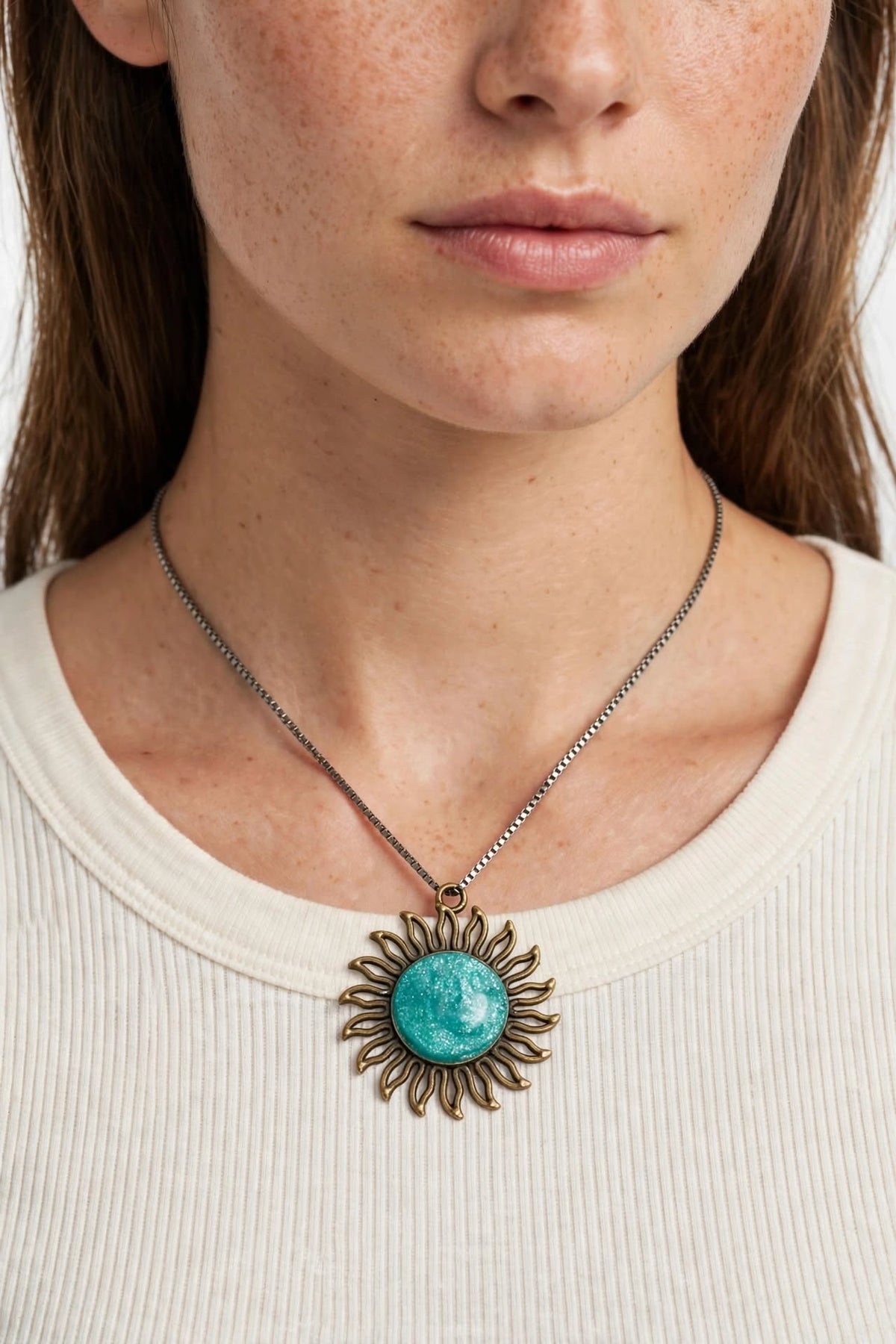 Teal sun pendant
