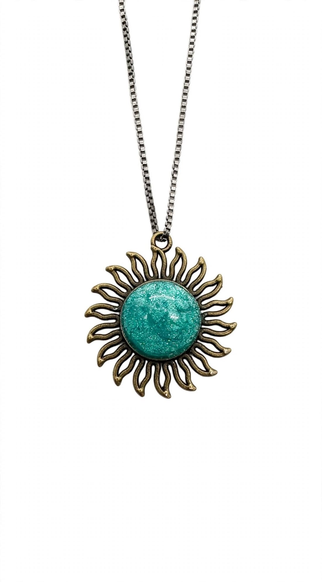 Teal sun pendant