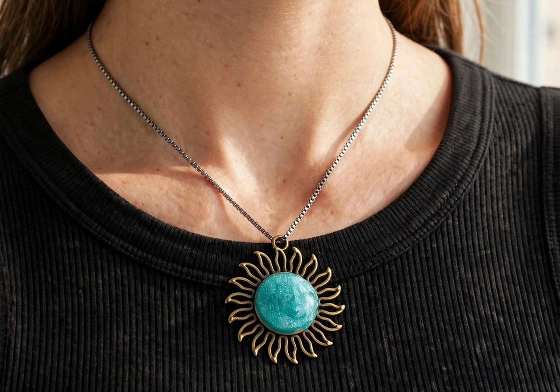 Teal sun pendant